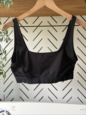PINK Victoria's Secret Black Scoop-Back Sports Bra